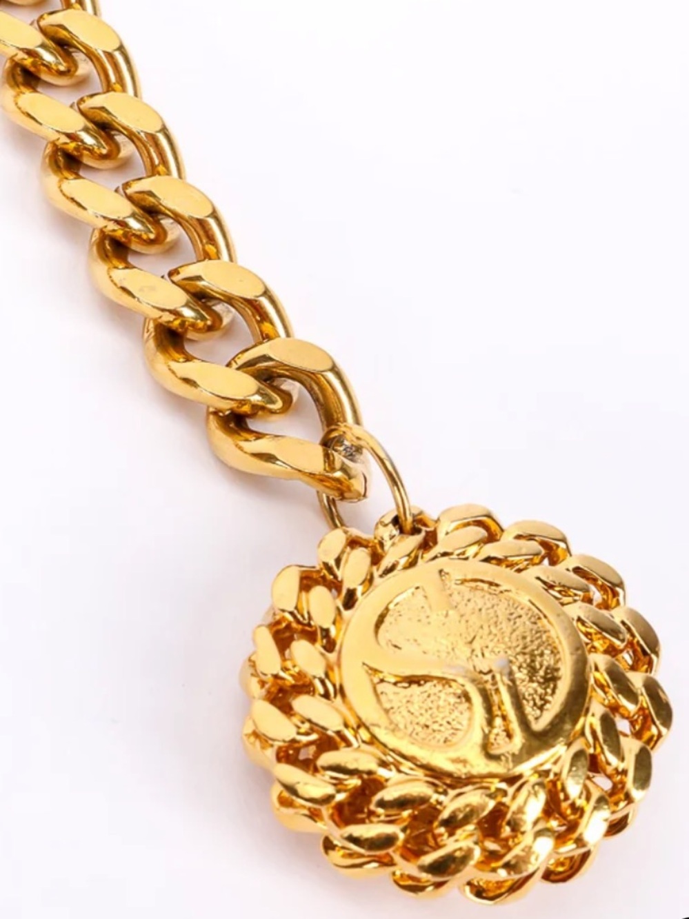St. John Iconic Gold Triple-Drape Three-Strand Logo Medallion Chain Belt - Picture 13 of 15